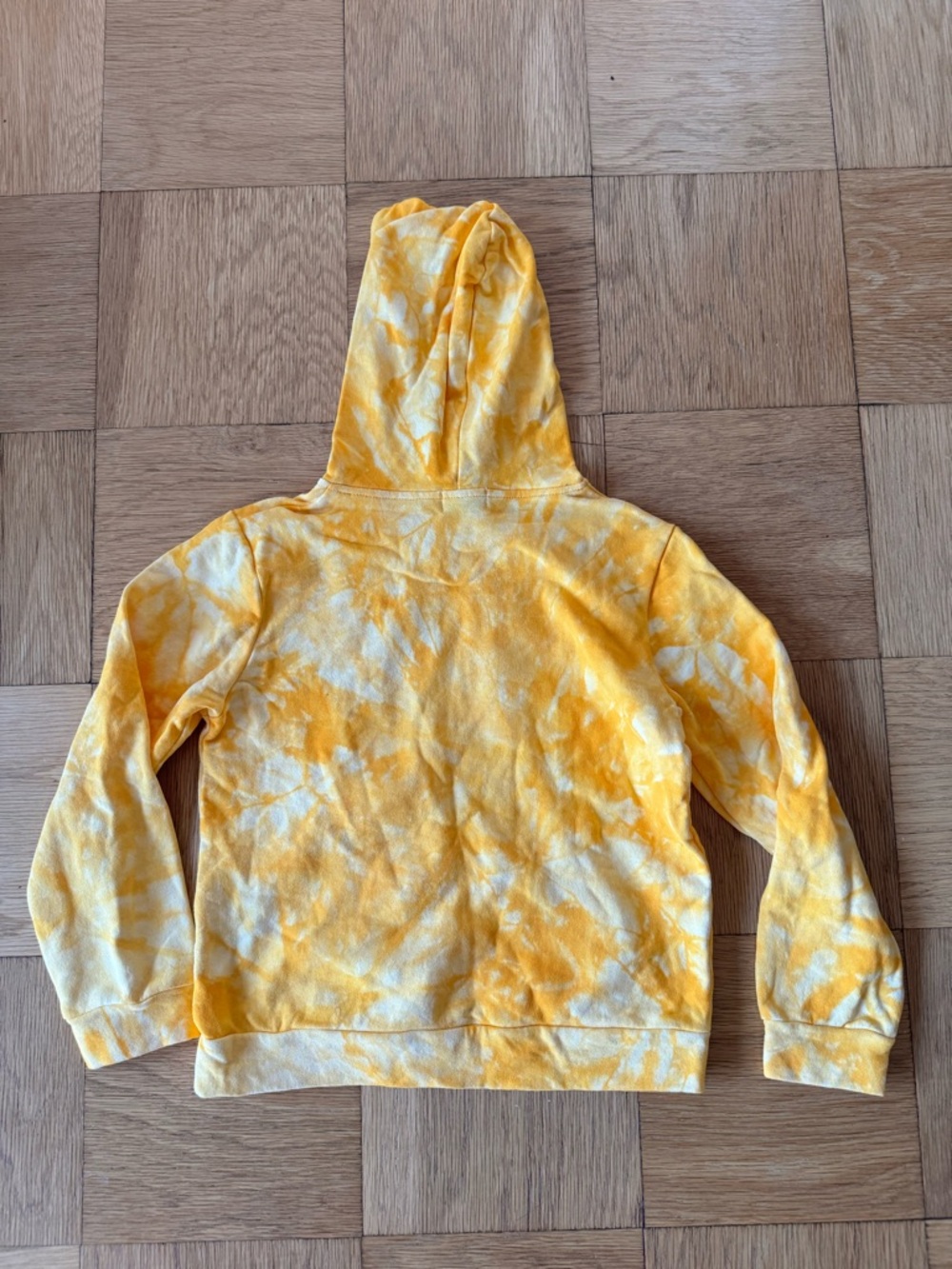 Lola + The Boys Tie Dye Yellow Hoodie Smile Face Gems Pink Hearts Front Pocket - Picture 2 of 7